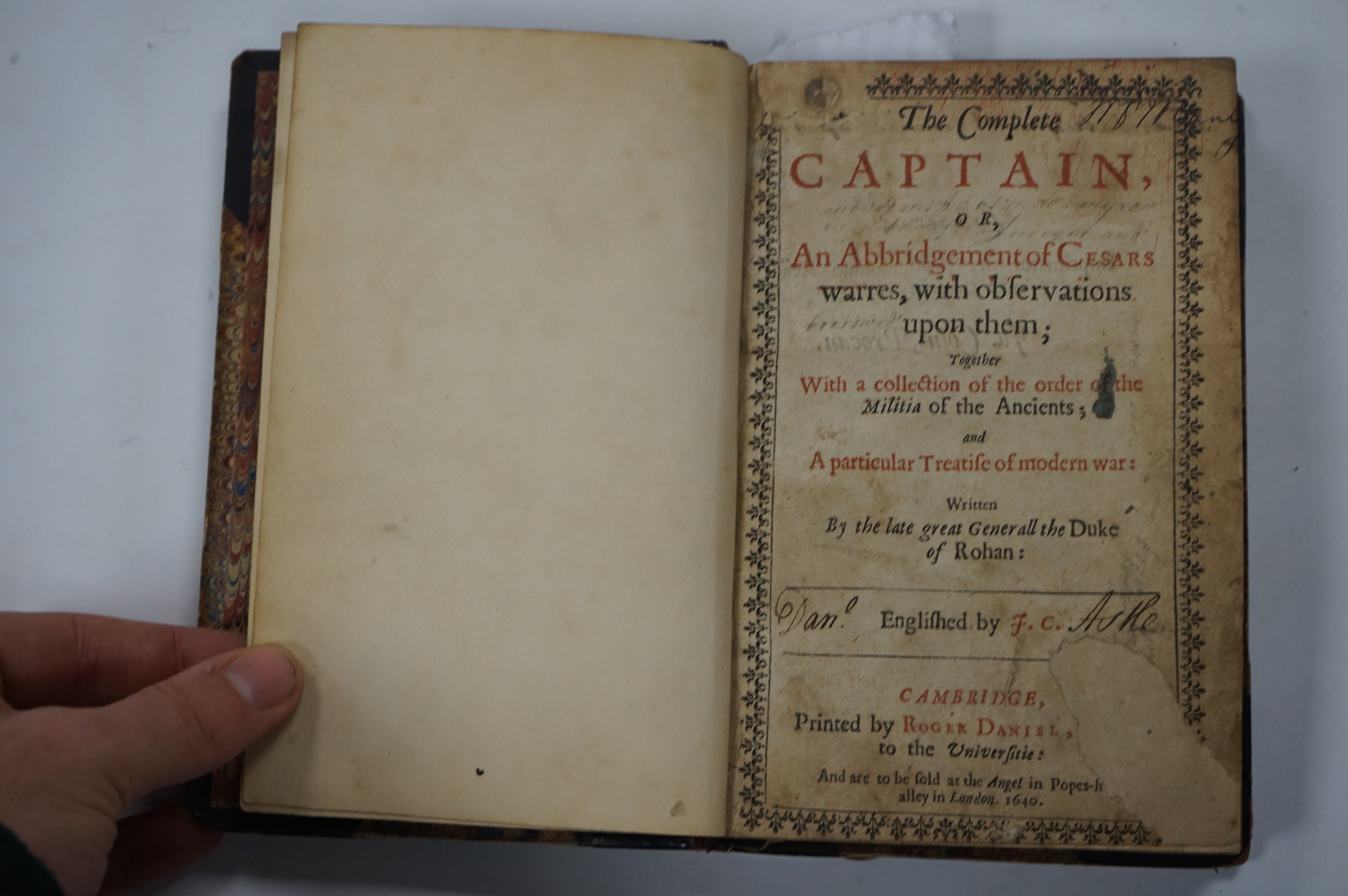 Military.- Rohan, Henri, Duc de - The Complete Captain, or, An Abbridgement of Cesars Warres... and a Particular Treatise on Modern War, translated by John Cruso